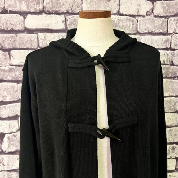 Karen Scott Black Hooded Cardigan Sweater Size L - Picture 2 of 9